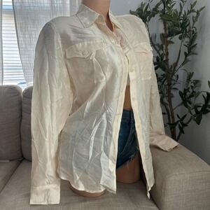 Lauren Ralph Lauren Cream 100% silk button up shirt